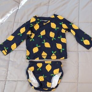 Hanna Andersson Navy and Yellow Lemon Swim Set